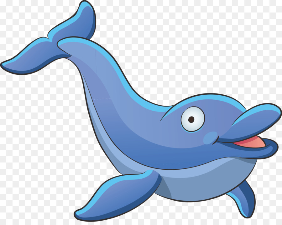 Acquatico, animale, Cartone animato Profonda creatura del mare - cartoon delfino