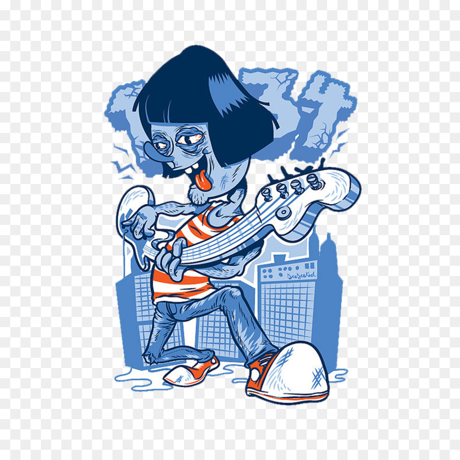 cartoon illustration - Rock-Gitarre in der hand material