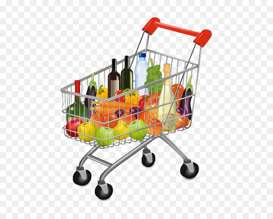 Supermarkt-Einkaufswagen-Gemischtwarenladen-Illustration - Warenkorb