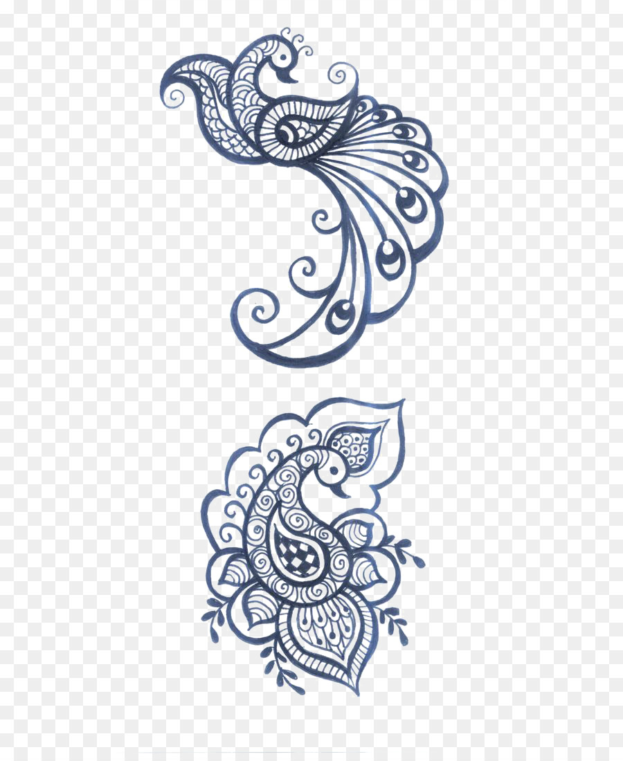 Henna Mehndi Pavone Del Tatuaggio Piuma - Carta taglio di pavone