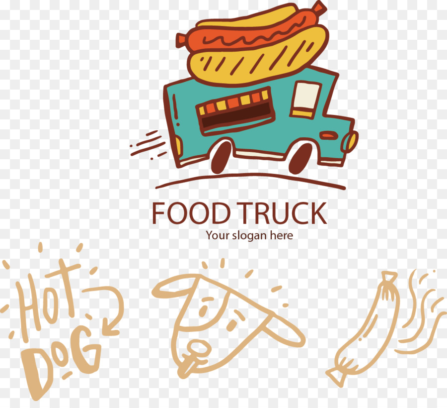 Hot-dog, Fast-food-Take-out-Illustration - Vektor-Hand-painted hot dogs Mitnehmen