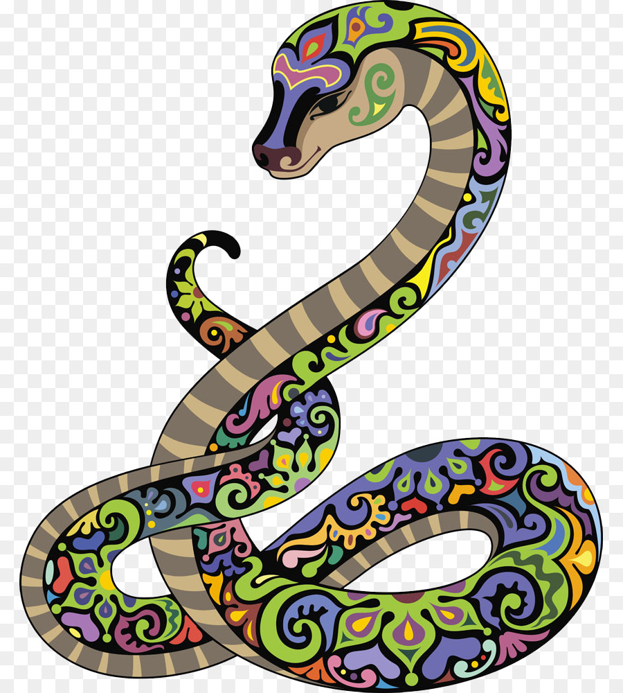 Japanische gestreifte Schlange Cobra - Bunte cartoon-Schlange