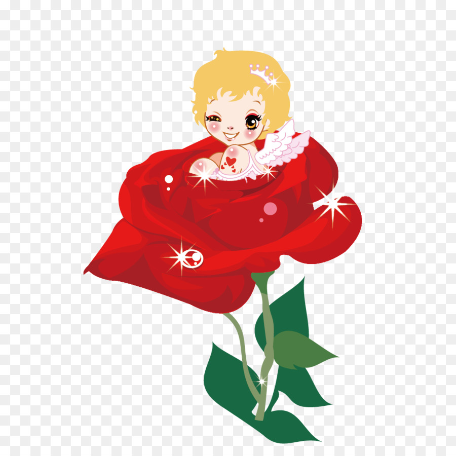 Cupid Ngày Tim Clip nghệ thuật - Hoa hồng màu đỏ bên trong elf