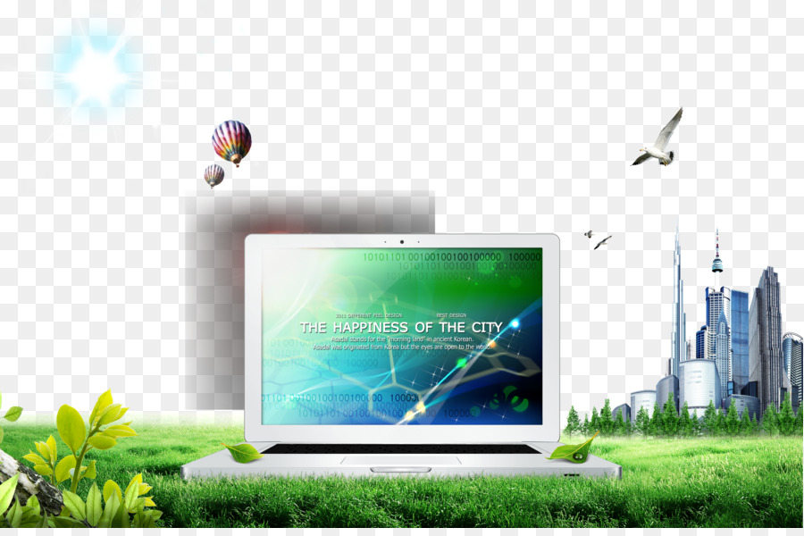Schermo del computer portatile dispositivo di rete di Computer - Portatile su erba