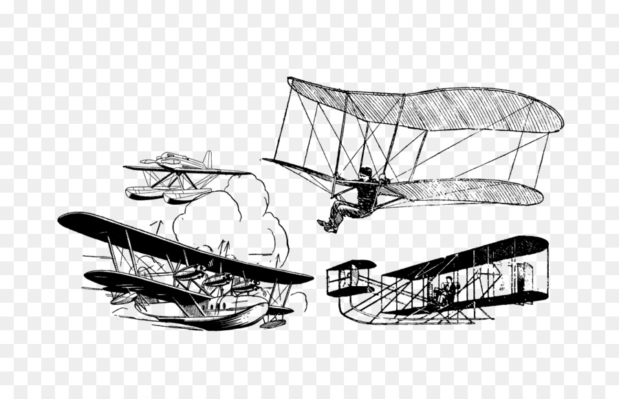 Aereo Antico aeromobili dell'Aviazione - Vettore di caratteri paracadute