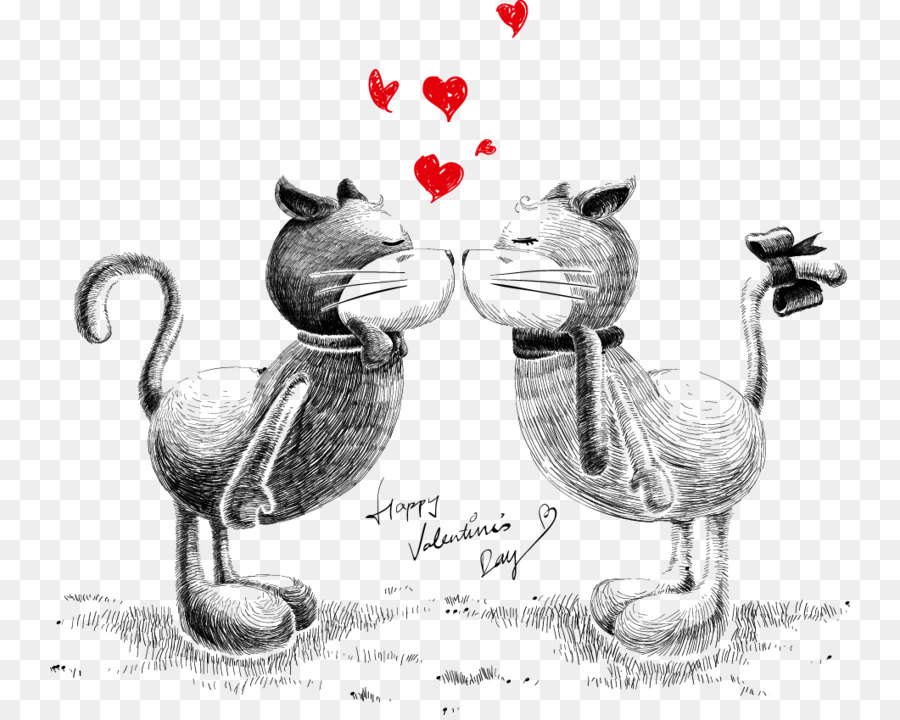 Katze Kätzchen-Zeichnung Cartoon - Liebe Katzen