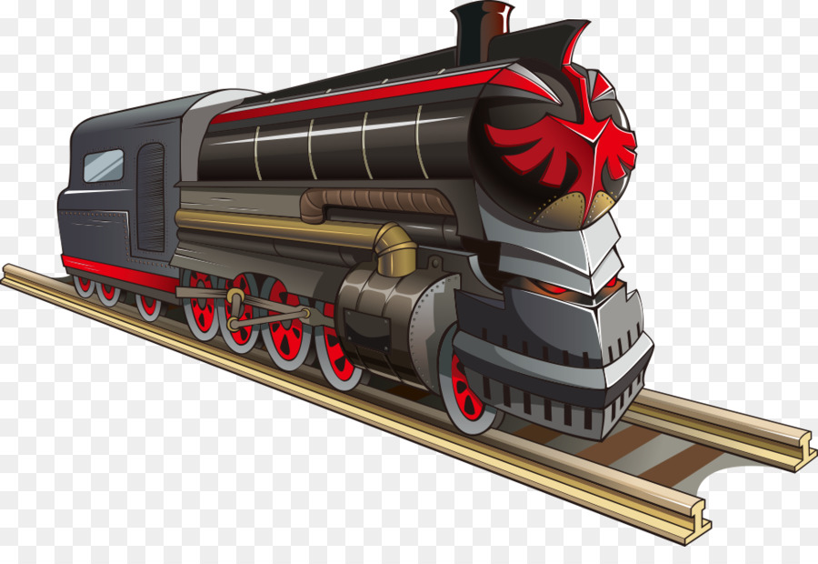 Treno trasporto Ferroviario, locomotiva a Vapore Traccia - vettore treno