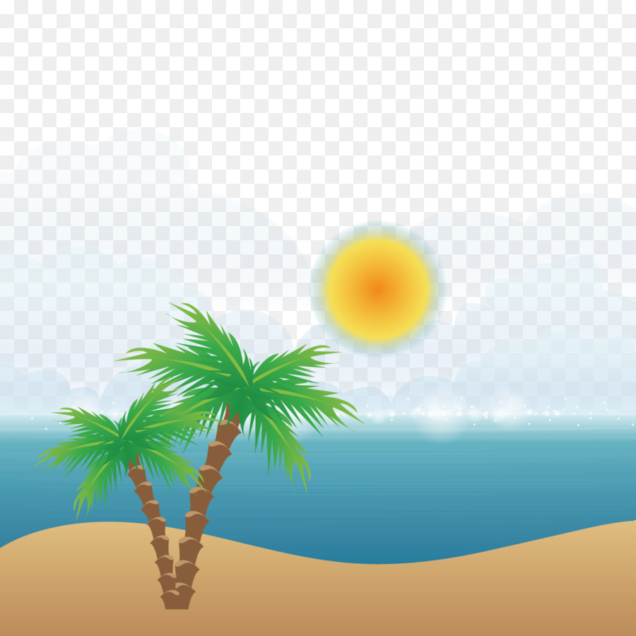 Paesaggio, Illustrazione - Vettore di spiaggia di isola