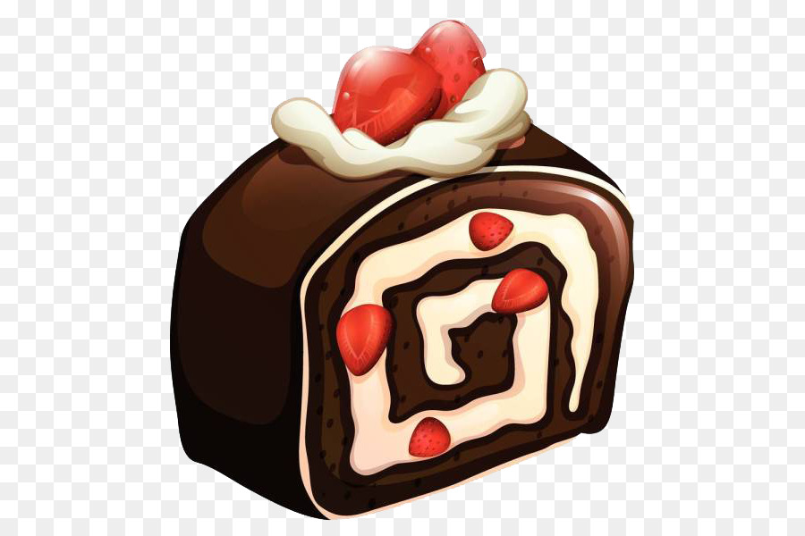 Schokoladenkuchen Swiss roll Bäckerei Pudding - Erdbeer-Schoko-Kuchen