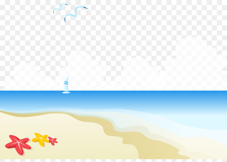 Sky Modello - Cartone dipinto di blu mare, spiaggia, stella di mare
