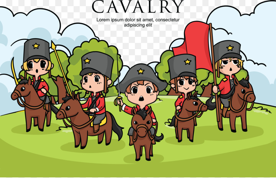 Pferd-Cartoon-Kavallerie-Illustration - Cartoon-Kind Ritter
