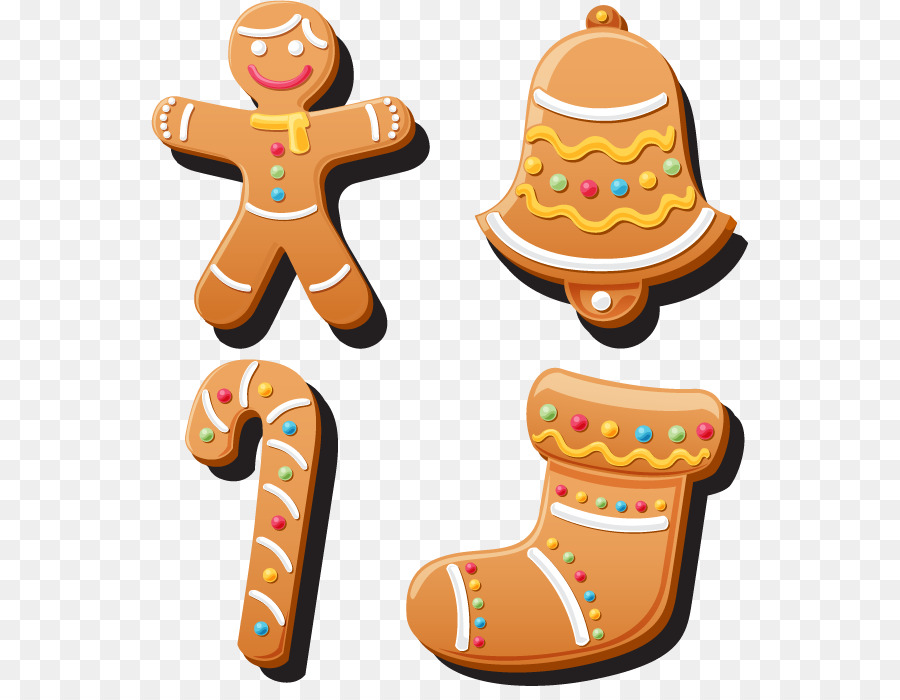 Lebkuchen di Natale cookie Clip art - Quattro cartoon biscotti di Natale
