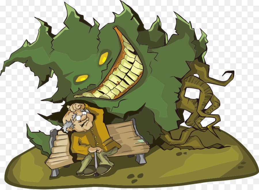 Cartoon-Monster-Illustration - Vektor, Frau und monster-Baum