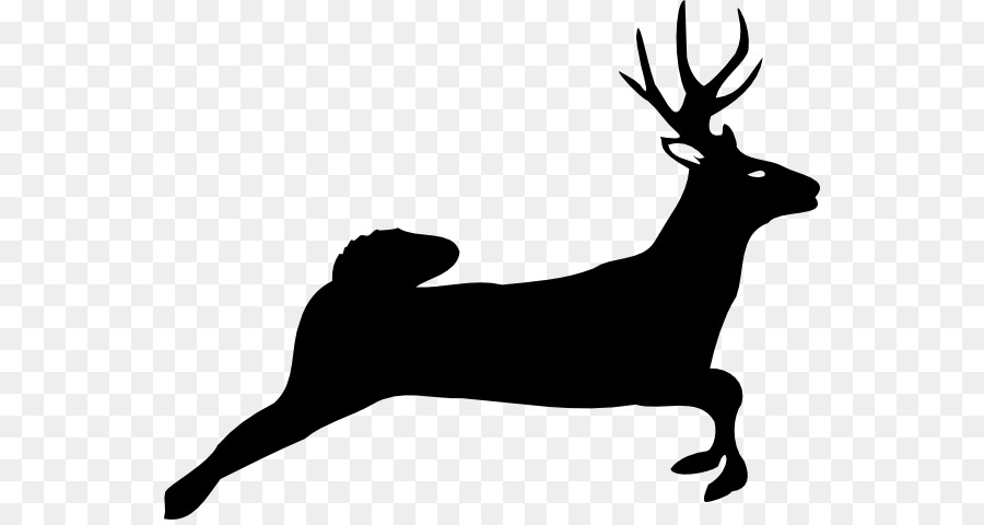 Weiß-angebundenen Rotwild Rentier-Silhouette Clip art - Kostenlose Deer Silhouette