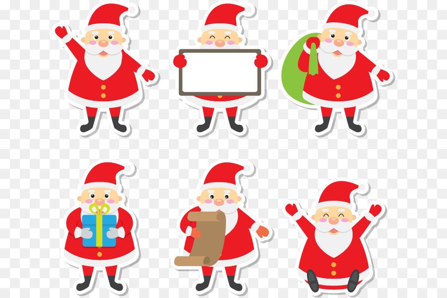 Santa Claus đây Sticker trang trí Giáng sinh - Hình dán 6 ông già Noel