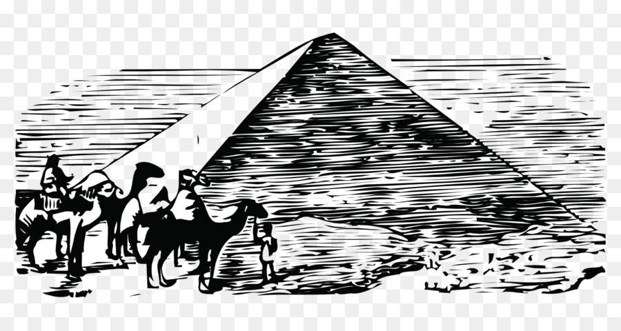 Ägyptische Pyramiden Schwarz und weiß Alten ägypten - Hand-bemalt, schwarz und weiß Drucke Pyramide Kamel Charakter