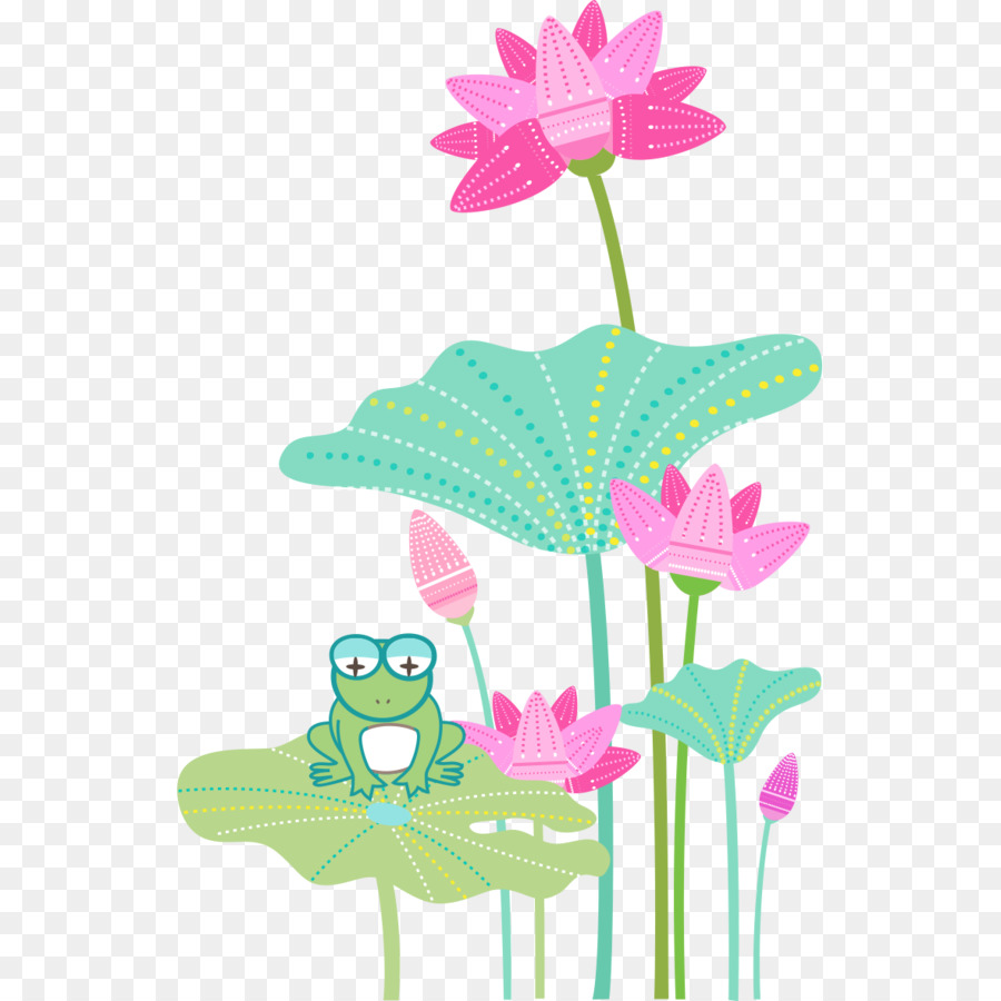 Kunststoff-Frosch Vase - Frosch und lotus