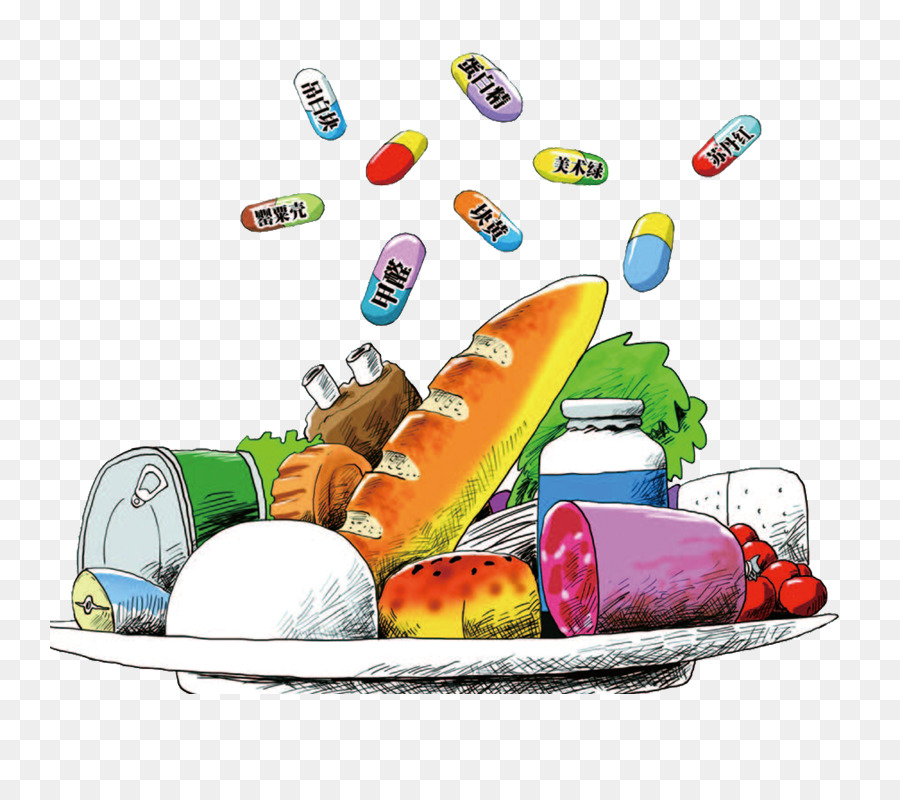 Della cina per la sicurezza Alimentare per la Salute scienze dell'alimentazione - Cartoon pillole in scatola prosciutto