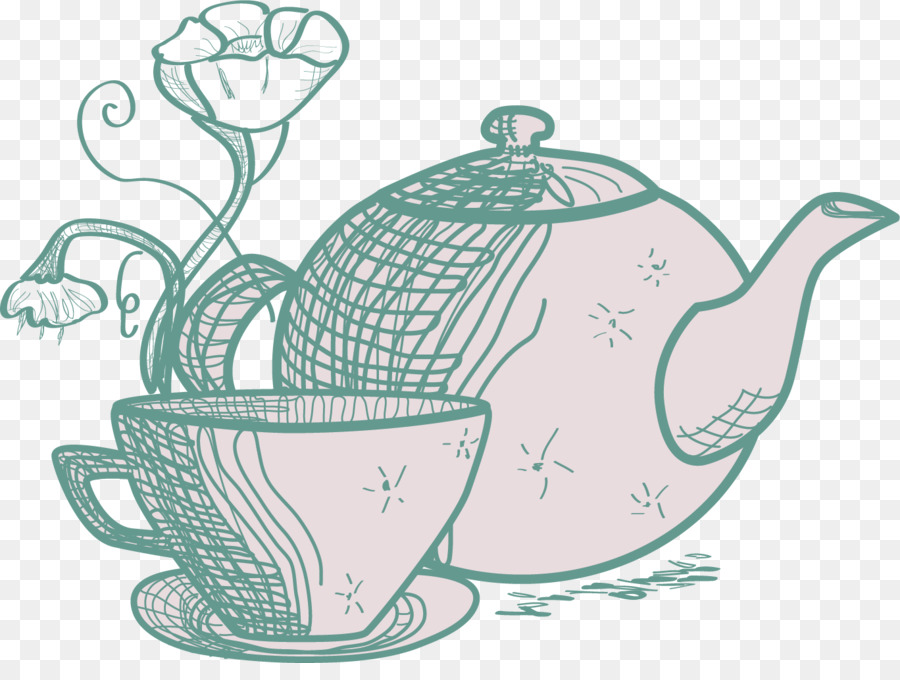 Bubble tea Cafe, tè Verde, tè allo Zenzero - Dipinto a mano di Lily, tè