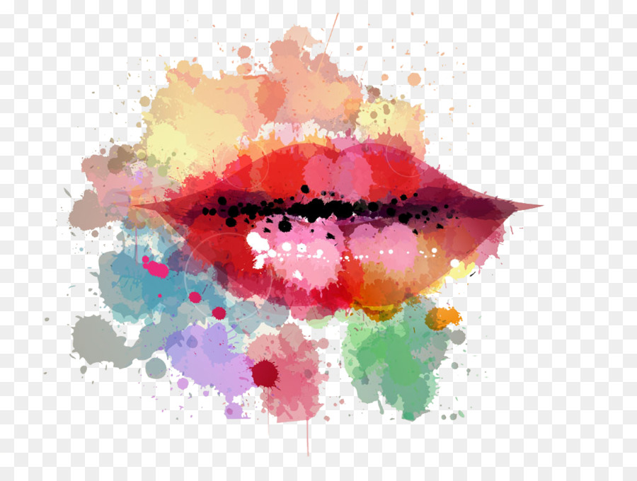 Labbro pittura ad Acquerello - Acquerello dipinto a mano labbra