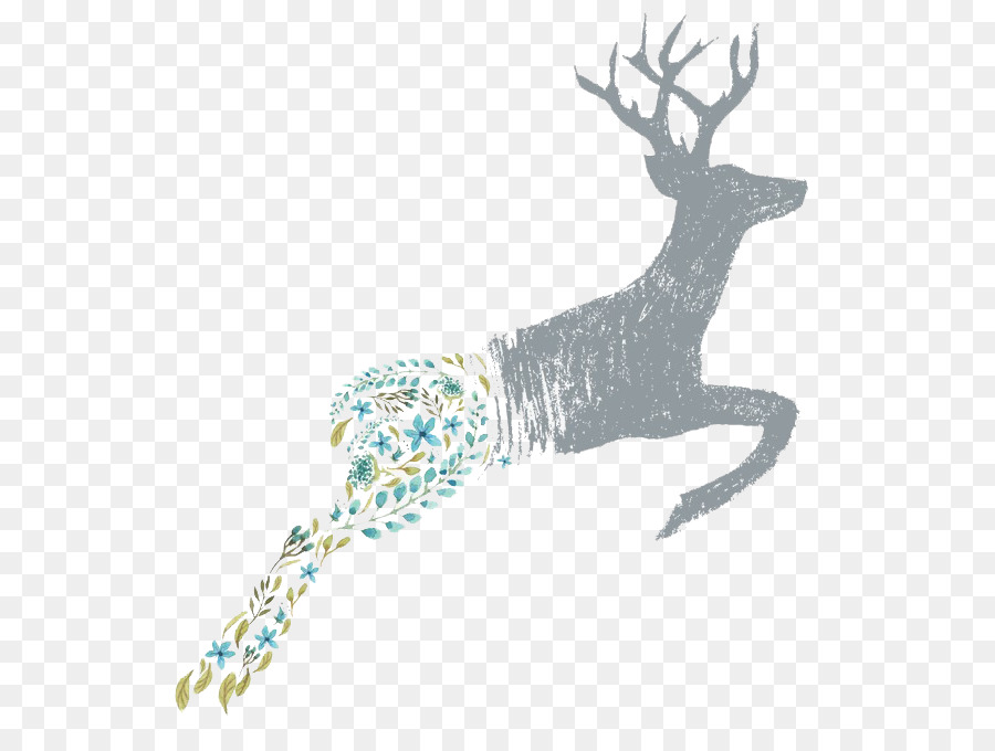 Cervi Fiore fantasia Floreale Clip art - acquerello cervo