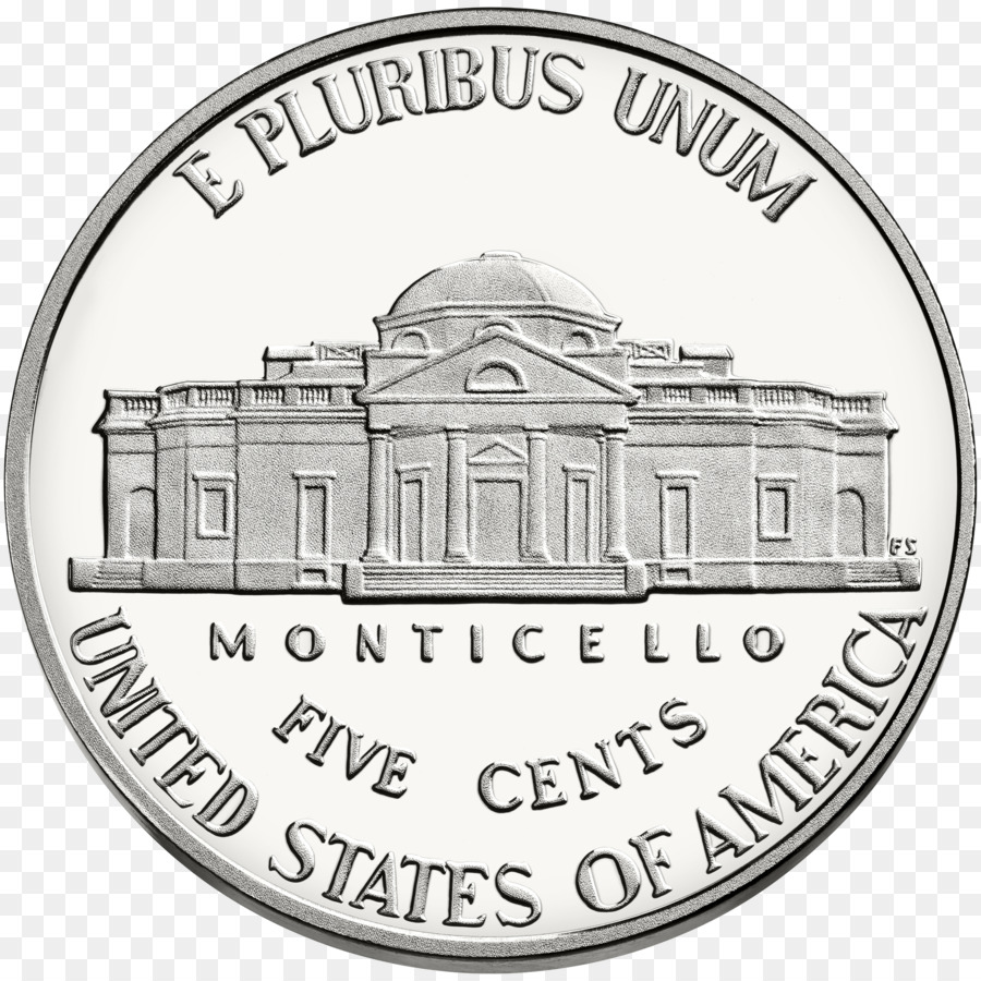 Monticello Jefferson nichel moneta Buffalo nichel - nickels clipart