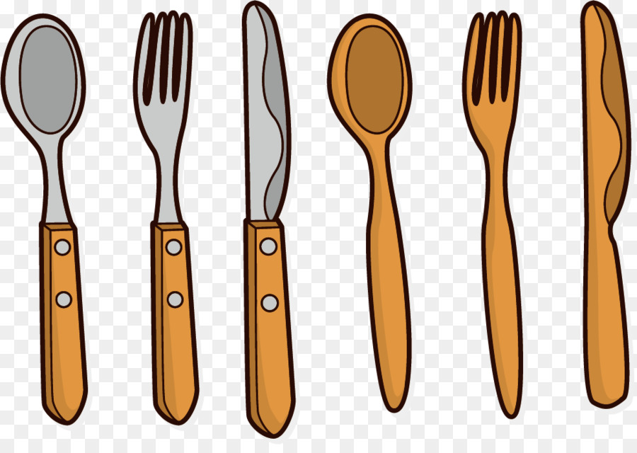 Hölzerne Löffel-Messer-Gabel - Vektor-Messer und Gabel