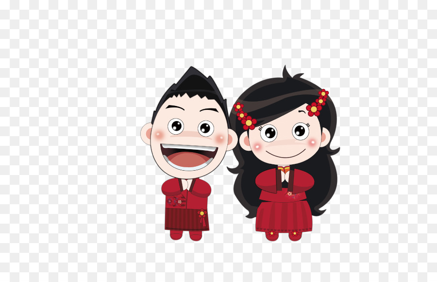 Hochzeit chinesischen Ehe-Cartoon - Braut und Bräutigam