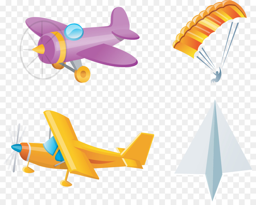 Flugzeug Propeller Clip-art - Cartoon-Vektor-Papier-Flugzeug-Fallschirm