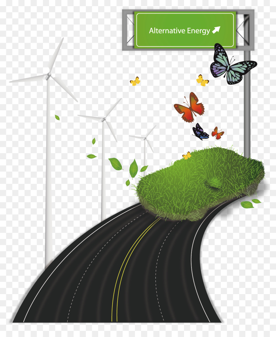 Butterfly Green Road Illustration - ABB grünen hintergrund-material