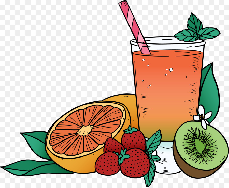 Orangensaft, Cocktail-Früchte Aguas frescas - Grapefruit-Erdbeere, Kiwis, Gemischt Saft
