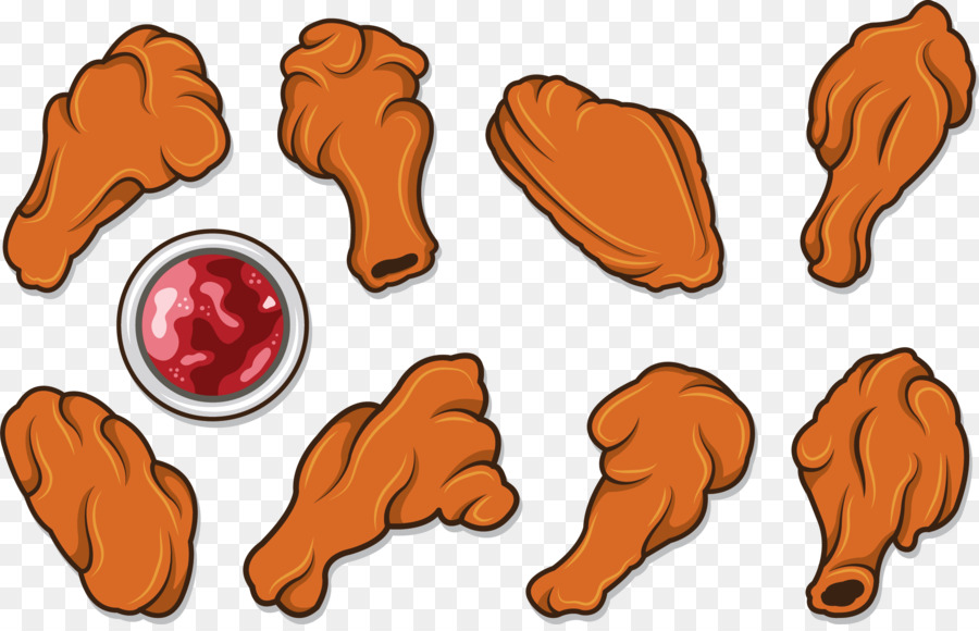 Fritto di pollo Buffalo wing cibo Spazzatura Caldo di pollo - Dipinto a mano di pollo fritto gambe
