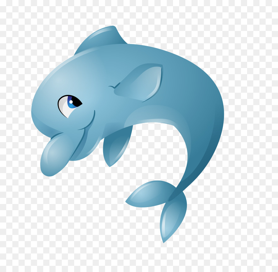 Delfino Blu Cartone Animato - Dipinto a mano cartone animato carino delfino blu