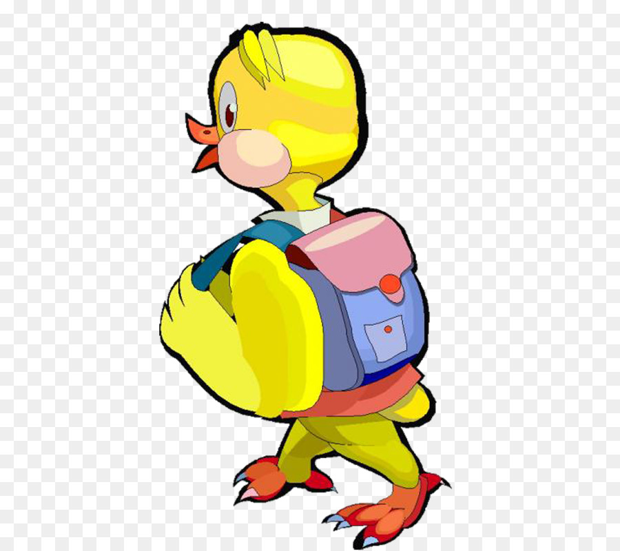 Ente Cartoon Kind - Cartoon Bemalte kleine gelbe Ente zur Schule zu gehen