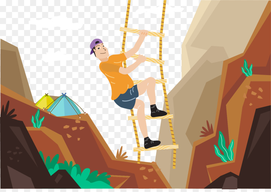 Klettern Cartoon Bergsteigen Abbildung - Klettern Sie die Leiter
