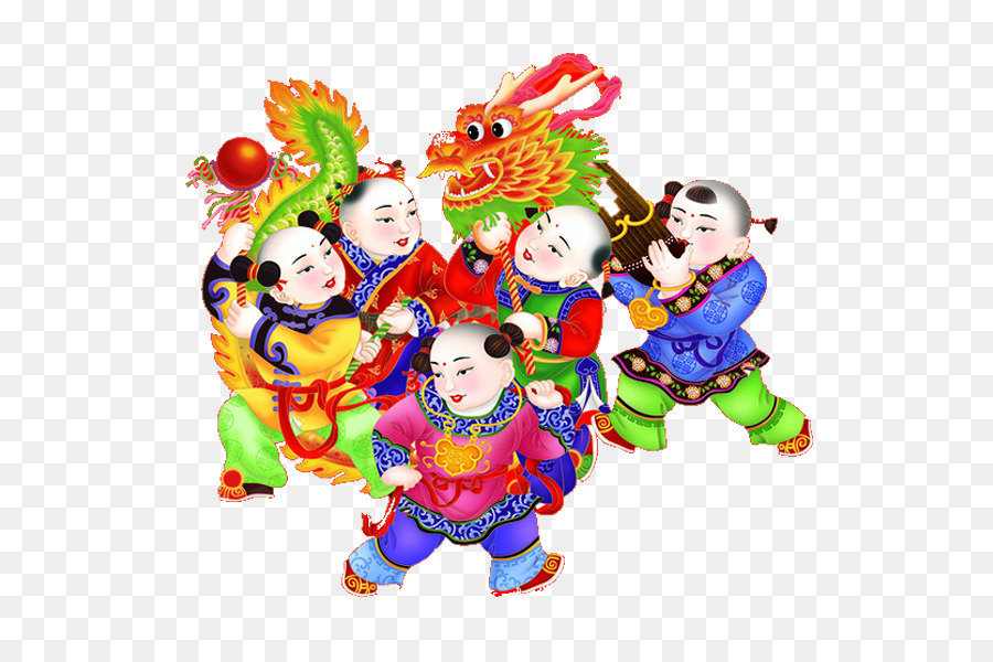 Danza del drago Bambino la notte di capodanno del calendario lunare u304au5e74u7389 - Festa Fuwa Ragazzo Fortunato