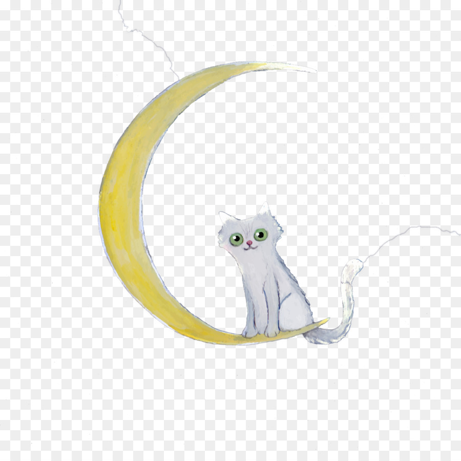 Katze Cartoon-Abbildung Schwanz - Vektor Mond Katze