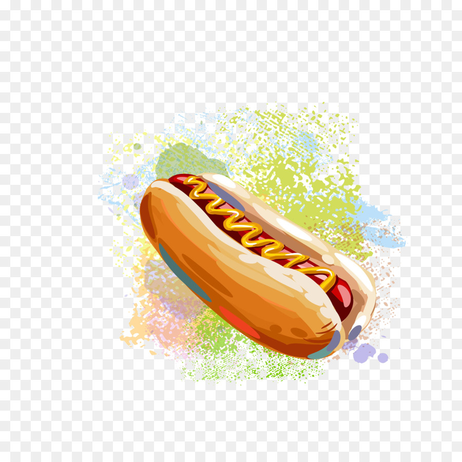 Hot-dog, Hamburger-Fast-food-Französisch Frites Grill - Aquarell hot dogs