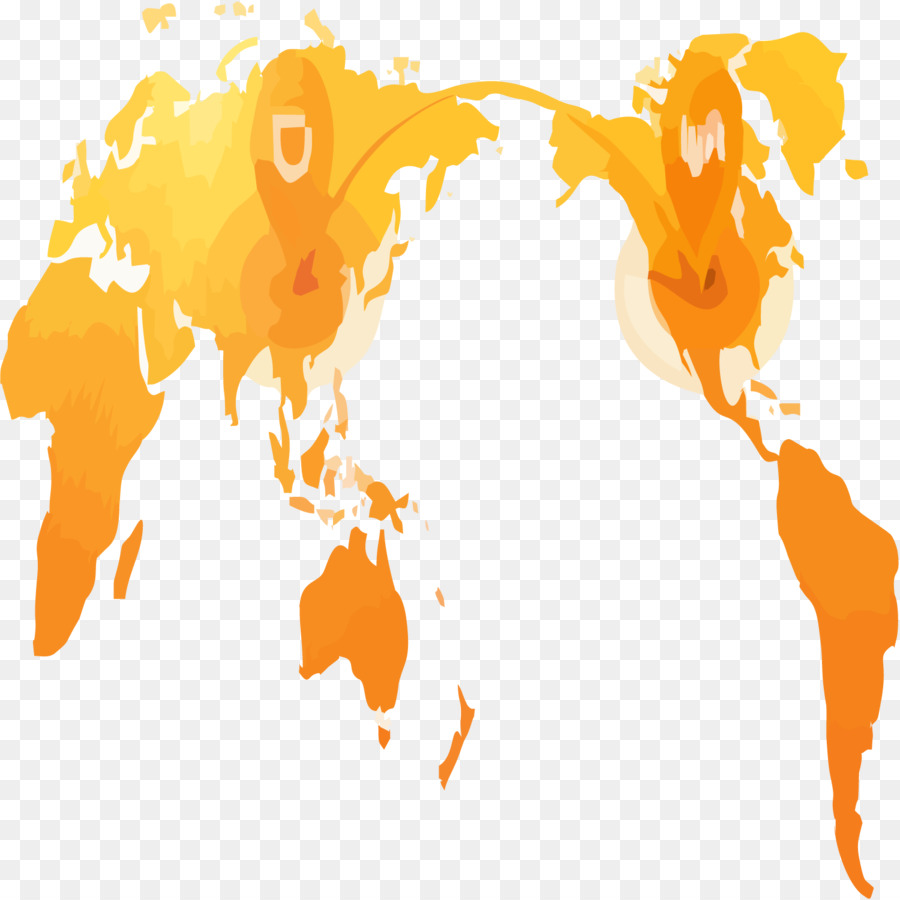 illustrazione - Arancione mappa del mondo