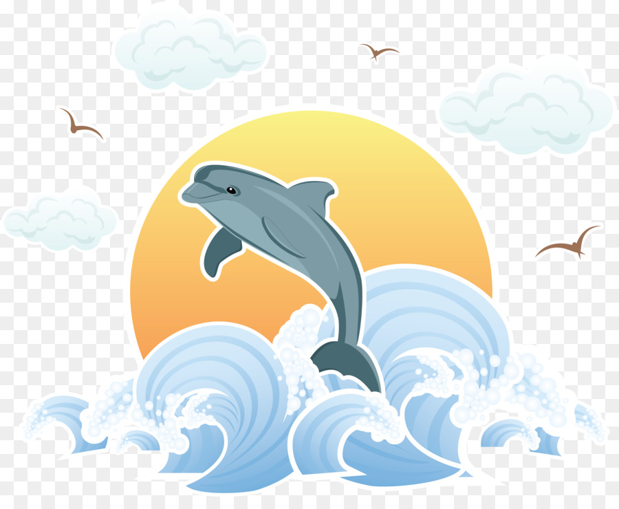 Wind Welle Delfin Meer-Illustration - Dolphin Kreativ