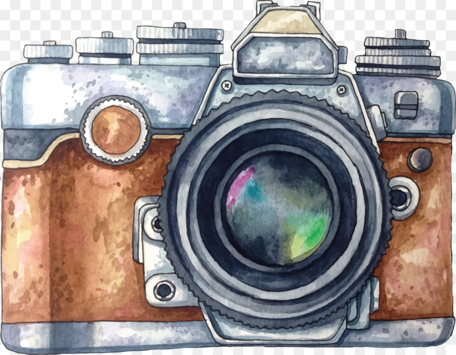 Kamera Fotografie Aquarell Malerei Zeichnung - Vektor-lackiert-Kamera