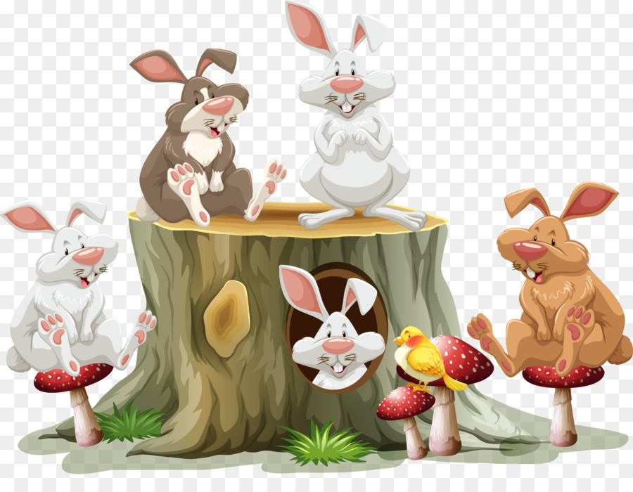 Fotografia Stock Royalty-free illustrazione, Illustrazione - Vector mano l'albero dipinto di un molo e di bunny