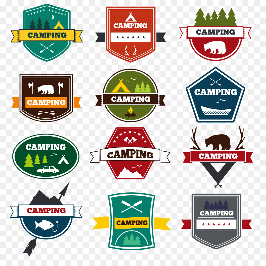 Logo Campeggio, attività all'Aperto del parco Nazionale - Vettore OEM Suggerimenti