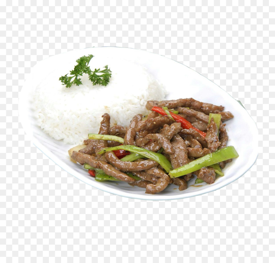 Thịt bò Bbq cơm Chiên Tiêu bít tết, bánh Gạo - gạo tiêu thịt bò