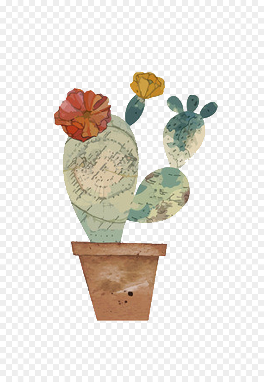La pittura ad acquerello Cactaceae Illustrazione - Dipinto pianta del cactus materiale