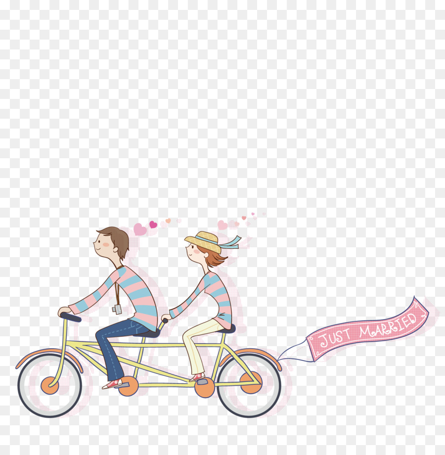 In Bicicletta, Cartone Animato - Una coppia in sella a una bicicletta