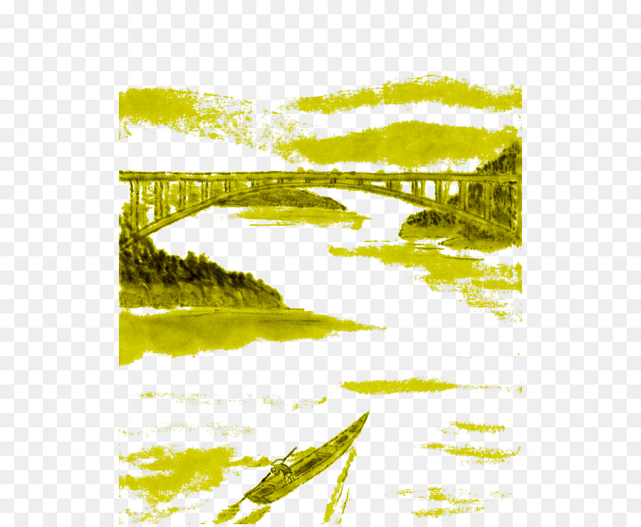 u756bu8377u82b1 Mực rửa bức tranh Sơn thủy - Một cây cầu