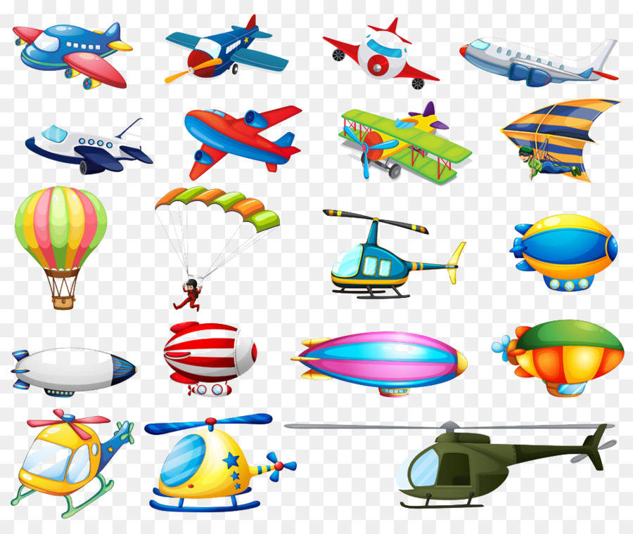 Luftverkehr Flugreisen, Flugzeug, Luftfahrt - Heißluft-Ballon-Flugzeug-Fallschirm