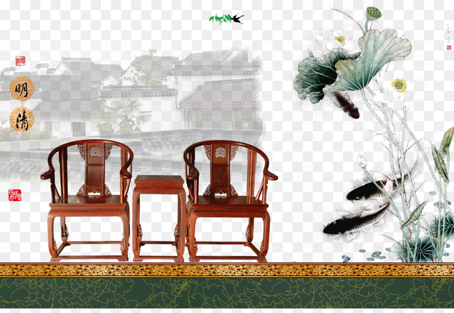 Chinesische Möbel-Poster - Chinesische klassische Möbel Sessel creative