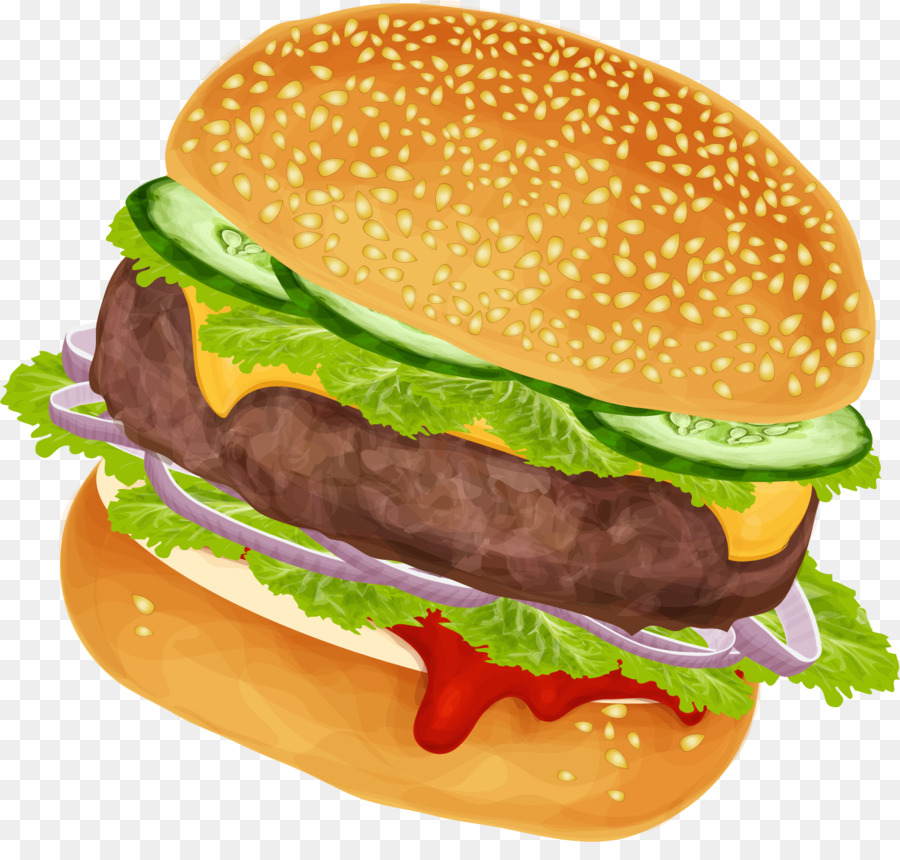 Hamburger, Hot-dog, Fast-food-Französisch Frites, Cheeseburger - Gelb multi-Etagen-burger
